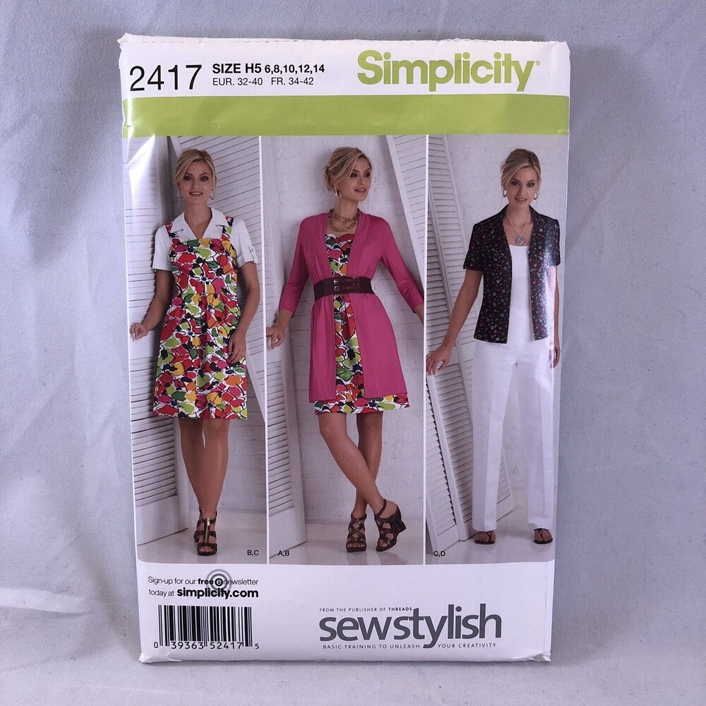 Simplicity 2417 Pattern Dress Cardigan Misses Sz 6 8 10 12 14 Uncut sewstylish